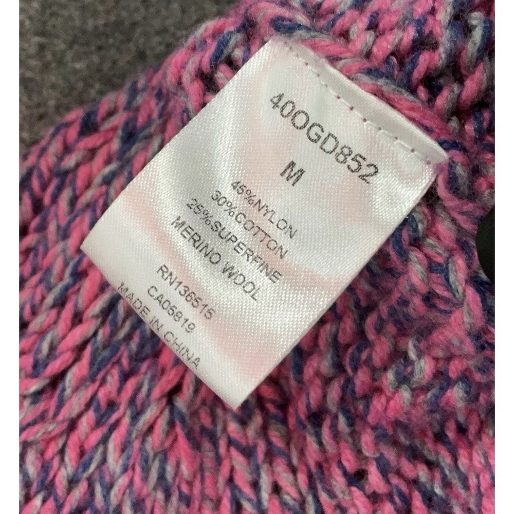 One Grey Day Pink Navy Chunky Marled Knit Wool Blend‎ Cropped Sweater Size M - Picture 5 of 5